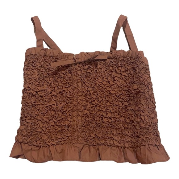 Anthropologie Mare Mare Smocked Crop Top Boho Neutral Sz S NEW 100% Cotton - Picture 2 of 5